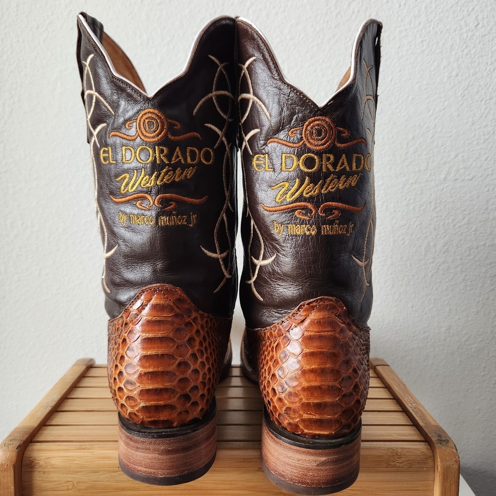 VTG El Dorado Python Western Cowboy Boots US 10.5 handmade León Mexico Muñoz - Picture 7 of 16